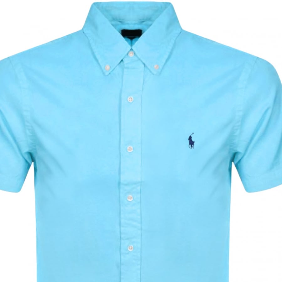 Alternative Image for ProductRalph Lauren Slim Fit Short Sleeve Shirt Blue2